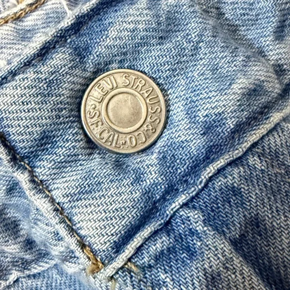 Levi's Light Blue Cullote Baggy Jeans Cropped Sz M Drawstring Retro Festival - Picture 9 of 9